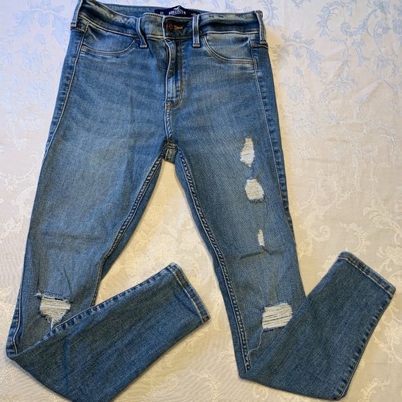 HOLLISTER Hi-Rise Crop Blue Jegging, Stretch, 26 - Picture 1 of 7